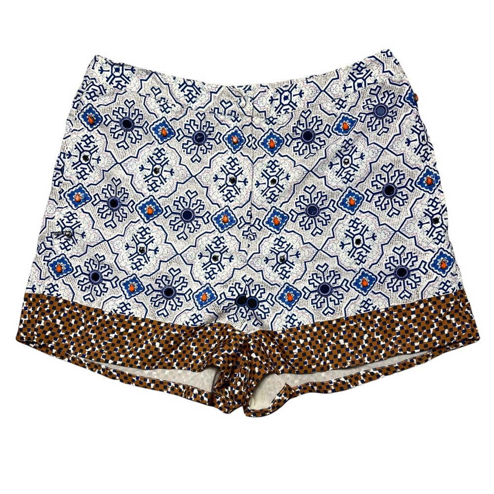 TopShop Blue & White Decorative Boho Casual Shorts 6
